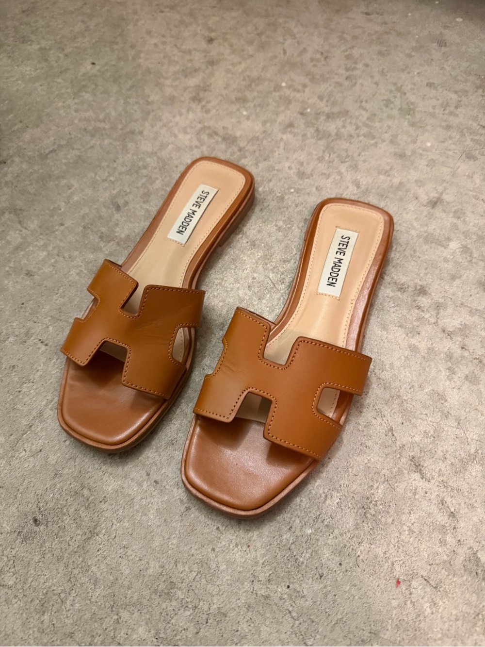 Steve Madden Cognac H-strap Slide Sandals